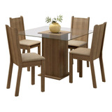 Conjunto Sala De Jantar Magda Madesa Mesa Com 4 Cadeiras Cor Rustic pérola 044765zxtper