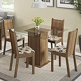 Conjunto Sala De Jantar Magda Madesa Mesa Tampo De Vidro Com 4 Cadeiras Rustic Floral Hibiscos