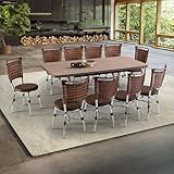 Conjunto Sala De Jantar Mesa Elástica Com 10 Cadeiras Fort Brastubo Cromado Amadeirado Claro Café