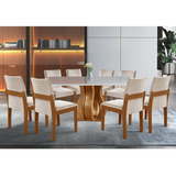 Conjunto Sala De Jantar Mesa Nuance Tampo Vidro mdp Com 8