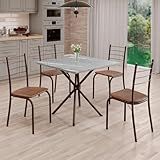 Conjunto Sala De Jantar Mesa Quadrada 70x70cm Tampo Granito Topázio 4 Cadeiras Rio C Marrom Marrom