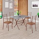 Conjunto Sala De Jantar Mesa Retangular 100x60cm Tampo Granito Ocre 4 Cadeiras Paraty C Marrom Marrom