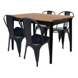 Conjunto Sala De Jantar Mesa Retangular E 4 Cadeiras Cozinha