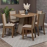 Conjunto Sala De Jantar Mesa Tampo De Madeira 6 Cadeiras Wendy Madesa