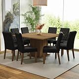 Conjunto Sala De Jantar Mesa Tampo De Madeira 8 Cadeiras Rustic Oxford Leila Madesa