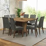 Conjunto Sala De Jantar Mesa Tampo De Madeira 8 Cadeiras Rustic Silver Doris Madesa