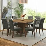 Conjunto Sala De Jantar Mesa Tampo De Madeira 8 Cadeiras Rustic Silver Leila Madesa