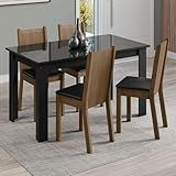 Conjunto Sala De Jantar Mesa Tampo De Vidro 4 Cadeiras Kiara Madesa