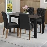 Conjunto Sala De Jantar Mesa Tampo De Vidro 4 Cadeiras Preto Oxford Celina Madesa
