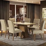 Conjunto Sala De Jantar Mesa Tampo De Vidro 6 Cadeiras Rustic Crema Imperial Stéfani Madesa