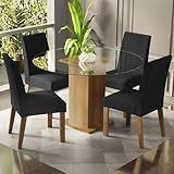 Conjunto Sala De Jantar Mesa Tampo De Vidro Redondo 4 Cadeiras Rustic Oxford Mile Madesa