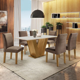 Conjunto Sala De Jantar Mesa Tampo Mdf 6 Cadeiras Espanha Wt
