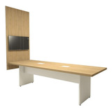 Conjunto Sala De Reunião Mesa 2 70m Painel Para Tv Mac Br F5