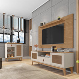 Conjunto Sala Rack E Painel Esmeralda Com Aparador Rubi