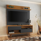 Conjunto Sala Rack Nt1180 E Painel De Tv Nt1185 Notável Cor Freijó preto