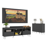 Conjunto Sala Rack painel aparador Sofia Multimóveis Pto bco