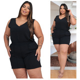 Conjunto Short Blusa Regata Plus Size Fresco Com Elastico