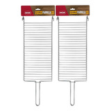 Conjunto Simples Churrasco 2 Grelhas Grandes Parrila 02 Mor