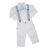 Conjunto Social Batizado Camisa Body Bebe Menino