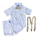 Conjunto Social Camisa Infantil E Bermuda Sarja C Suspensor