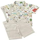 Conjunto Social Fazendinha Infantil Criança Roupa Bebê Luxo Aniversário Menino Bege TAM 2 Anos Veste De 12 A 15kg 