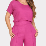 Conjunto Social Feminino Alfaiataria Calça Wide Leg Elegante