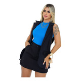 Conjunto Social Feminino Colete Short Saia Alfaiataria Tdc