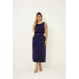 Conjunto Social Feminino Saia E Blusa Alfaitaria Elegante