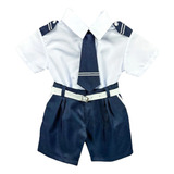 Conjunto Social Infantil Shorts Gravata Fantasia Marinheiro