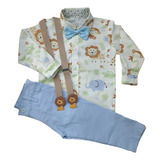 Conjunto Social Roupa Festa Safari Arca De Noé Manga Longa