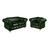 Conjunto Sofá 2 Lugares E Poltrona Luis Xv Chesterfield Wt
