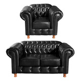 Conjunto Sofá 2 Lugares E Poltrona Luis Xv Chesterfield Wt