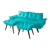 Conjunto Sofa Bariloche 3 Lugar Banquetas Couro Sintetico