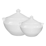 Conjunto Sopeira Cumbuca Porcelana 2 Litros E 500ml