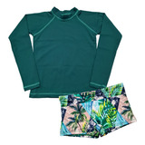 Conjunto Sunga E Camiseta Proteção Uv50 Bebê Infantil Praia