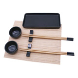 Conjunto Sushi De Bamboo E Cerâmica Para 2 Pessoas 8 Peças