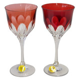 Conjunto Taças Strauss Cristal Lapidado Vermelho 02 Pçs