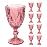 Conjunto Taças Vidro Lilas Diamond 300ml Cromada 8 Unidades