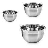 Conjunto Tigela 3 Peça Mixing Bowl Inox 22 26 30cm Kehome
