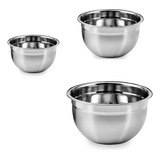 Conjunto Tigela 3 Peça Mixing Bowl Inox 26 28 30cm Kehome
