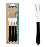 Conjunto Tramontina De Garfos De Mesa Preto Aço Inox 3 Peças