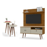 Conjunto Tv Sala De Estar Rack Painel Mesa Lateral Topazio