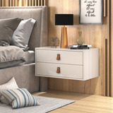 Conjunto Unic 60cm Mesa De Cabeceira Suspensa Acabamento Brilhante Cor Off White