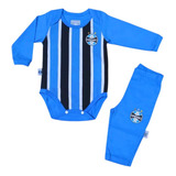Conjunto Uniforme Bebê Grêmio Com Body E Calça Oficial