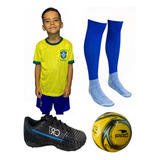 Conjunto Uniforme Brasil Infantil Time Meião bola chuteira