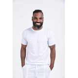 Conjunto Uniforme Umbanda Camiseta Calça Em Oxford Branco