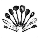 Conjunto Utensílios Profissional 10 Peças Cozinha Silicone PRETO X MATTE