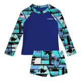 Conjunto Uv Menino Camisa Sunga Proteção Solar Masc Dri Fit