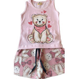 Conjunto Voei Kids Camiseta Bermuda Menina Infantil