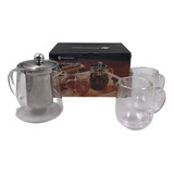 Conjunto Xícaras De Chá Parede Dupla Bule Com Infusor